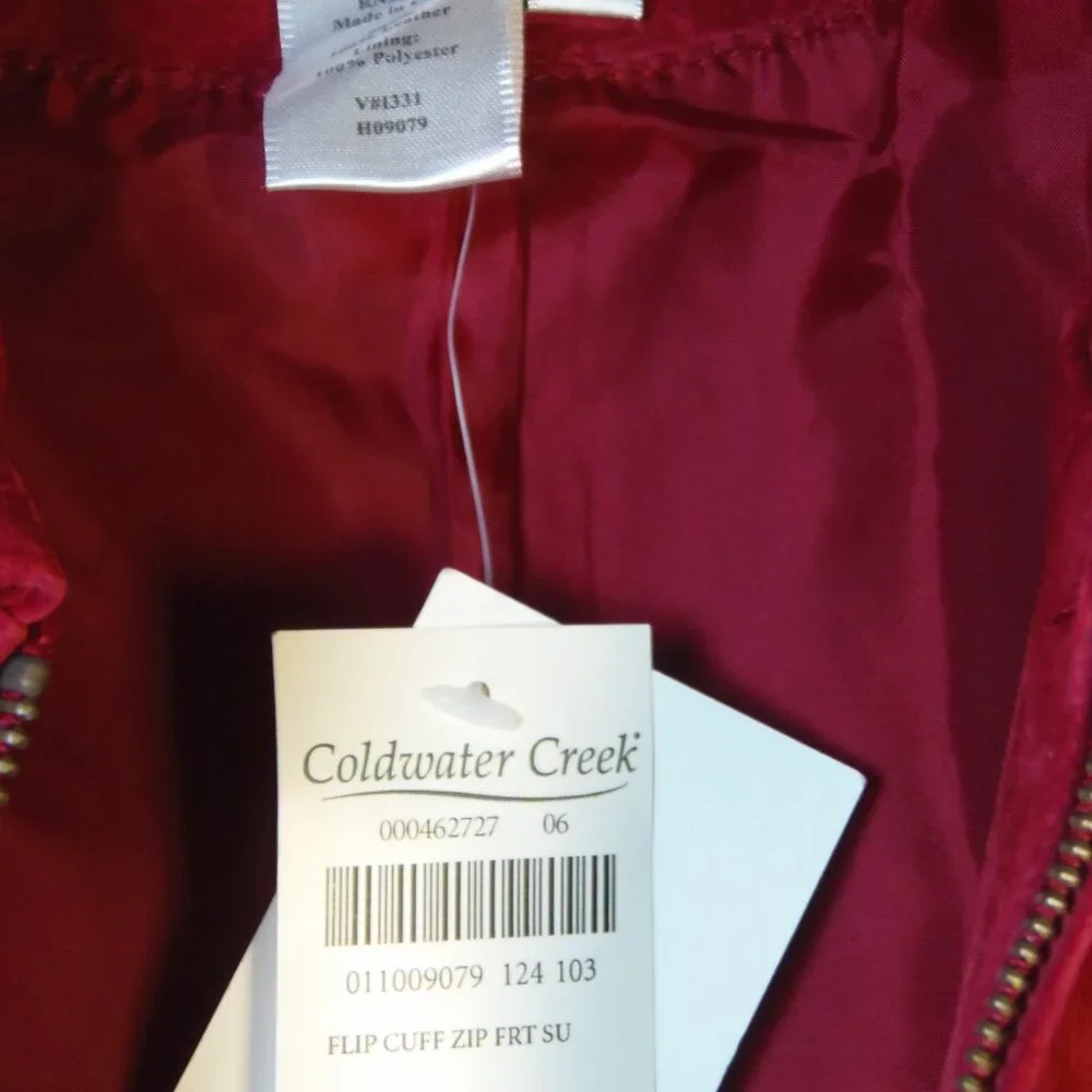 Coldwater Creek Leather Jkt Womens SZ L Berry Red Full Zip NWT Luxurious Lagenlo - Picture 4 of 11
